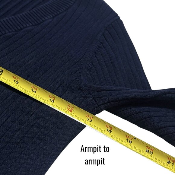 Lauren Jeans Company Navy Classic Ribbed V-Neck Henley Old Money Cabin Cozy L - Picture 9 of 10